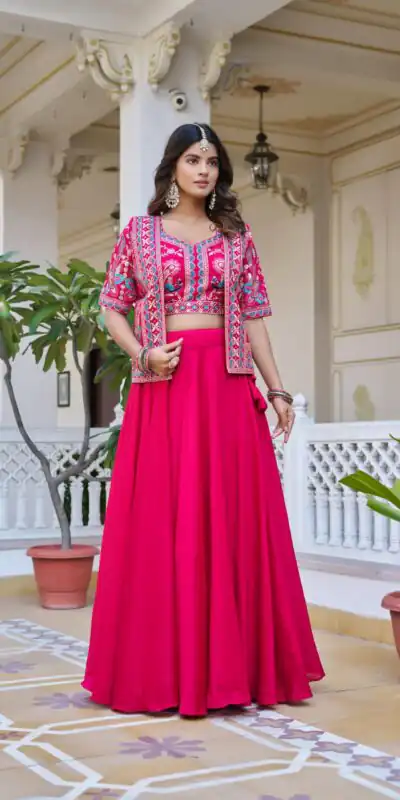 Pink Vichitra Embroidery Thread Work Lehenga Choli | Lehenga, Bollywood Lehenga, Creative Lehenga, Designer Lehenga, Embroidered Lehenga, Party Wear Lehenga