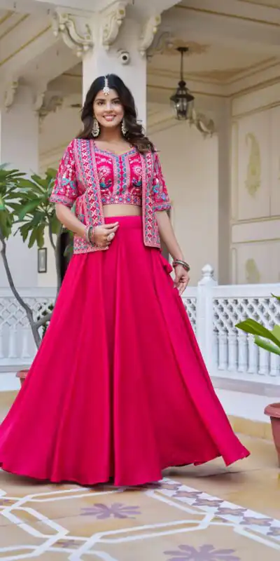 Pink Vichitra Embroidery Thread Work Lehenga Choli | Lehenga, Bollywood Lehenga, Creative Lehenga, Designer Lehenga, Embroidered Lehenga, Party Wear Lehenga