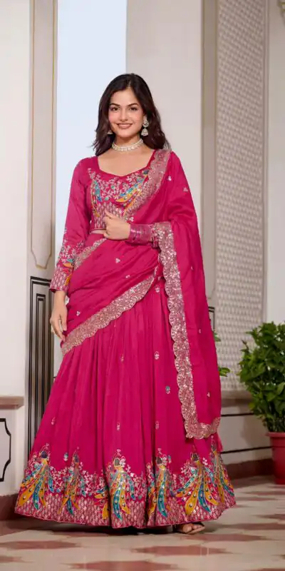 Pink Vichitra Embroidery Work Lehenga Choli | Lehenga, Bollywood Lehenga, Creative Lehenga, Designer Lehenga, Embroidered Lehenga, Party Wear Lehenga