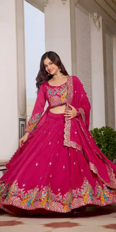 Pink Vichitra Embroidery Work Lehenga Choli | Lehenga, Bollywood Lehenga, Creative Lehenga, Designer Lehenga, Embroidered Lehenga, Party Wear Lehenga