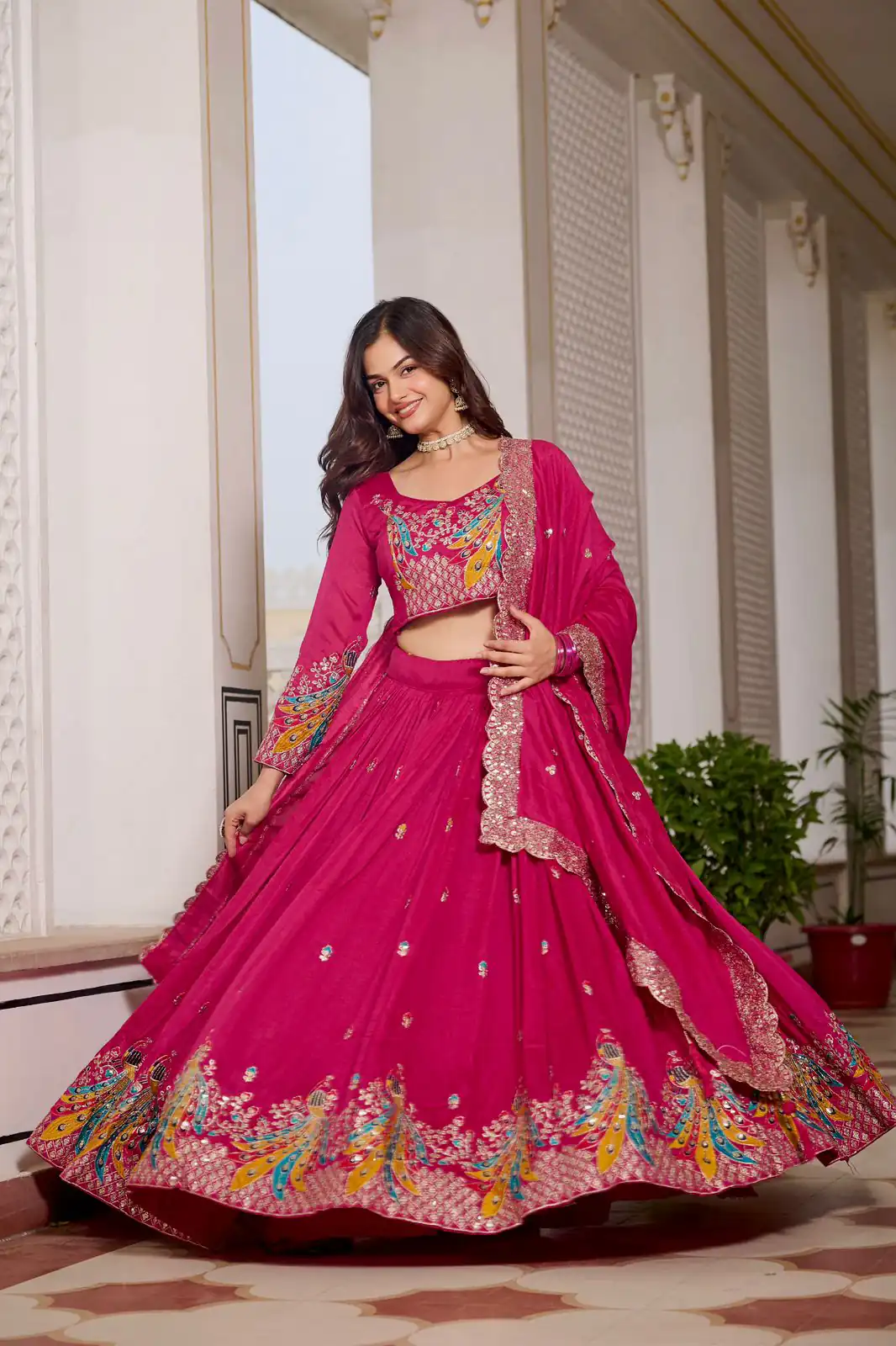 Pink Vichitra Embroidery Work Lehenga Choli | Lehenga, Bollywood Lehenga, Creative Lehenga, Designer Lehenga, Embroidered Lehenga, Party Wear Lehenga