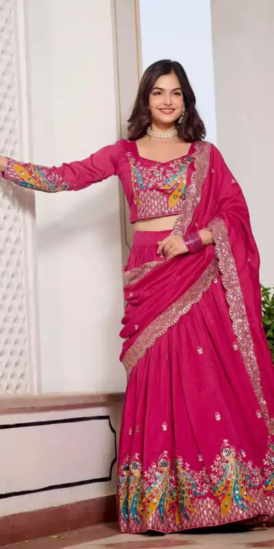 Pink Vichitra Embroidery Work Lehenga Choli | Lehenga, Bollywood Lehenga, Creative Lehenga, Designer Lehenga, Embroidered Lehenga, Party Wear Lehenga