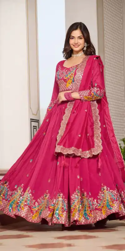 Pink Vichitra Embroidery Work Lehenga Choli | Lehenga, Bollywood Lehenga, Creative Lehenga, Designer Lehenga, Embroidered Lehenga, Party Wear Lehenga