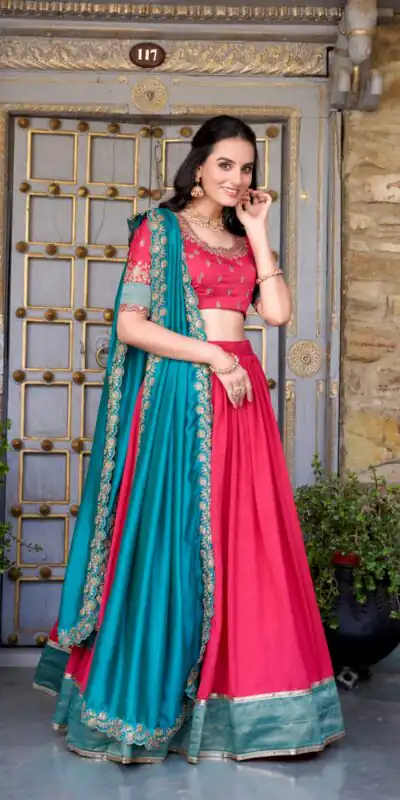 Pink Vichitra Silk Embroidery Zari Work Lehenga Choli | Lehenga, Bollywood Lehenga, Creative Lehenga, Designer Lehenga, Embroidered Lehenga, Party Wear Lehenga