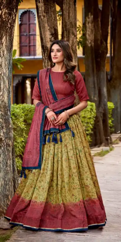 Pink Vichitra Silk Printed Lehenga Choli | Lehenga, Bollywood Lehenga, Creative Lehenga, Designer Lehenga, Embroidered Lehenga, Party Wear Lehenga