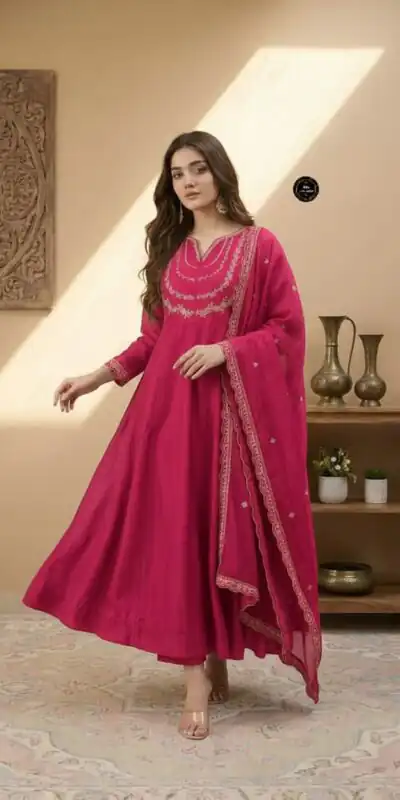 Pink Vichitra Silk Sequence Work Gown | Gowns, Bollywood Gowns, Creative Gowns, Designer Gowns, Embroidered Gowns, Party Wear Gowns