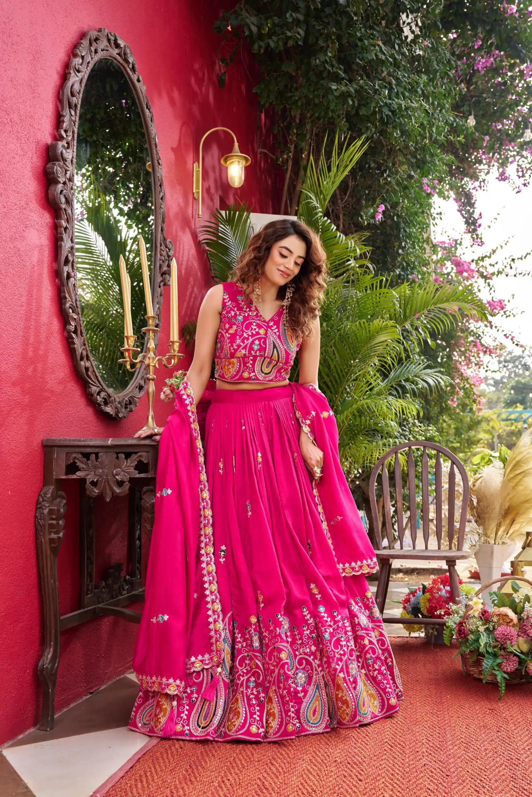 Pink Vichitra With Embroidery Work Lehenga Choli | Lehenga, Bollywood Lehenga, Creative Lehenga, Designer Lehenga, Embroidered Lehenga, Party Wear Lehenga