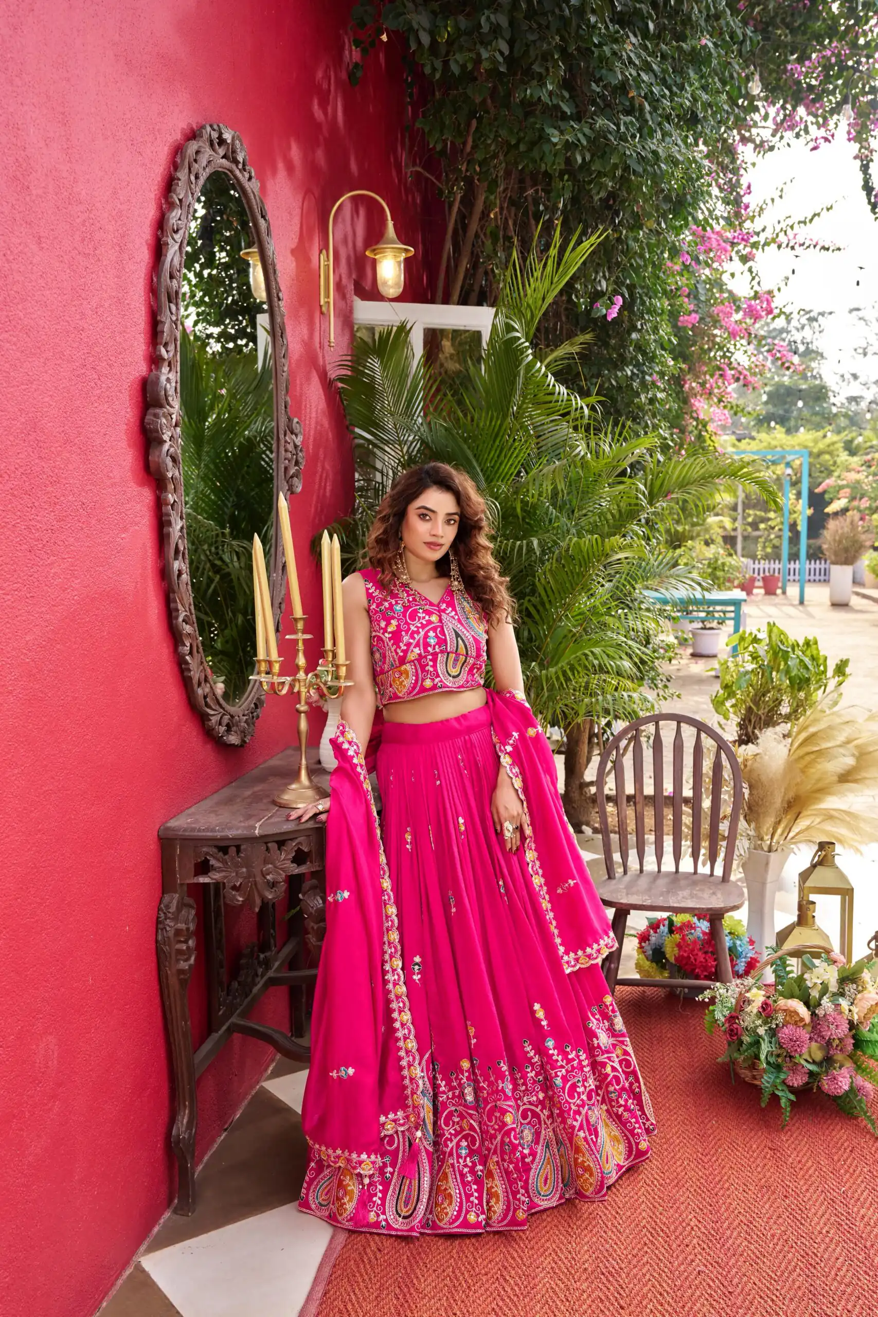 Pink Vichitra With Embroidery Work Lehenga Choli | Lehenga, Bollywood Lehenga, Creative Lehenga, Designer Lehenga, Embroidered Lehenga, Party Wear Lehenga