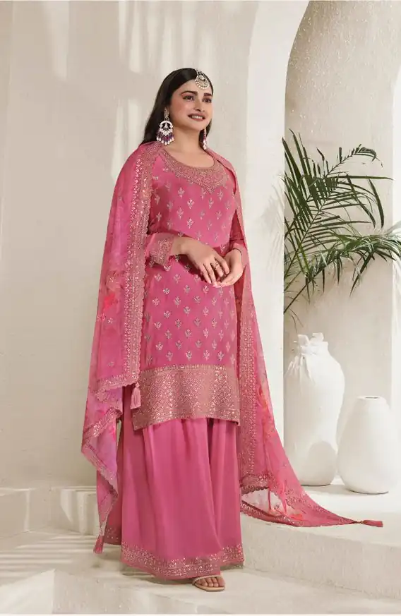 Pink Viscose Chinon Embroidery Work Salwar Suit | Jump Suits, Salwar suit, Casual Suits, Creative suits, Designer Suits, Palazzo Suits, Party Wear Suits, Patiala Suits, Straight Suits