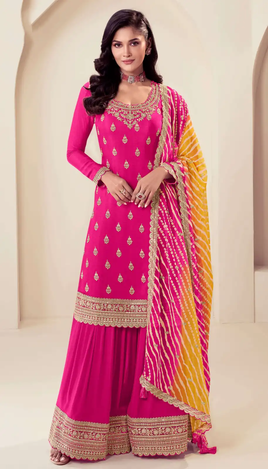 Pink Viscose Chinon With Zari Work Salwar Suit | Jump Suits, Tops & Bottoms, Track Suits, Salwar suit, Casual Suits, Creative suits, Designer Suits, Palazzo Suits, Party Wear Suits, Patiala Suits, Straight Suits, Trendy Wear