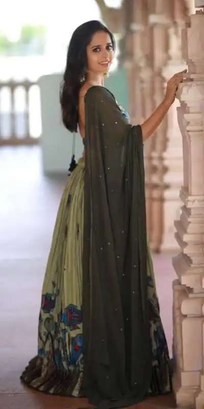 Pista Chant Crepe Print Lehenga Choli | Lehenga, Bollywood Lehenga, Creative Lehenga, Designer Lehenga, Embroidered Lehenga, Party Wear Lehenga