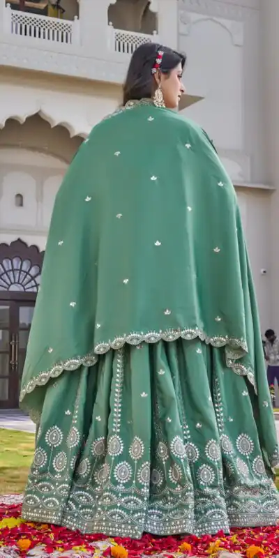 Pista Crap Silk Embroidery Work Lehenga Choli | Lehenga, Bollywood Lehenga, Creative Lehenga, Designer Lehenga, Embroidered Lehenga, Party Wear Lehenga