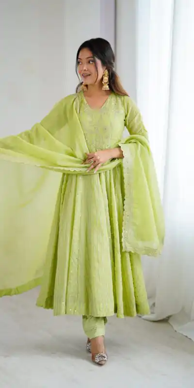 Pista Crunchy Silk Sequence Anarkali Gown | Gowns, Bollywood Gowns, Creative Gowns, Designer Gowns, Embroidered Gowns, Party Wear Gowns