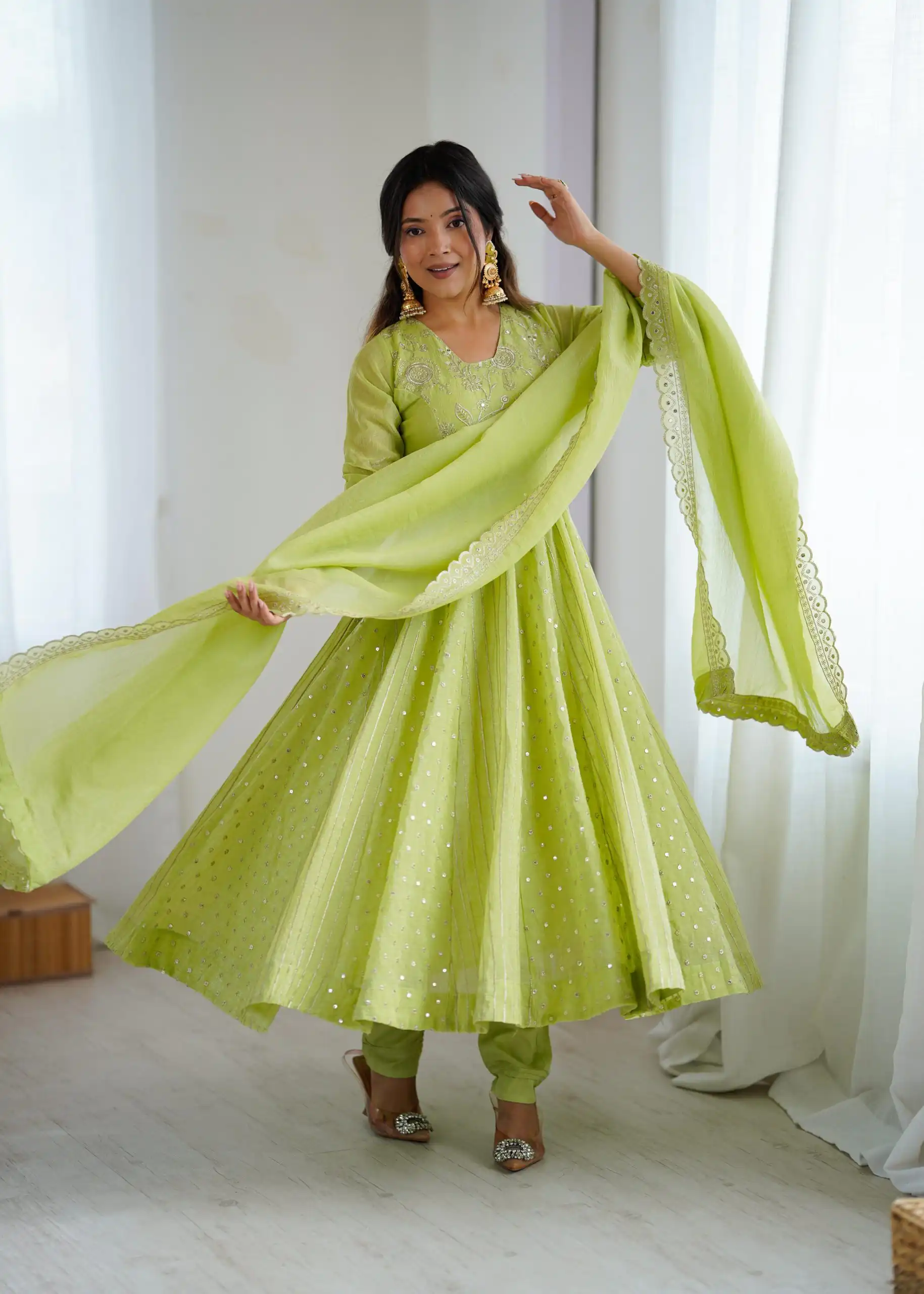 Pista Crunchy Silk Sequence Anarkali Gown | Gowns, Bollywood Gowns, Creative Gowns, Designer Gowns, Embroidered Gowns, Party Wear Gowns