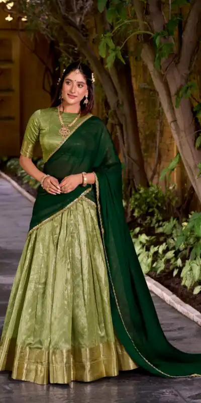 Pista Dupion Silk Zari Work Lehenga Choli | Lehenga, Bollywood Lehenga, Creative Lehenga, Designer Lehenga, Embroidered Lehenga, Party Wear Lehenga