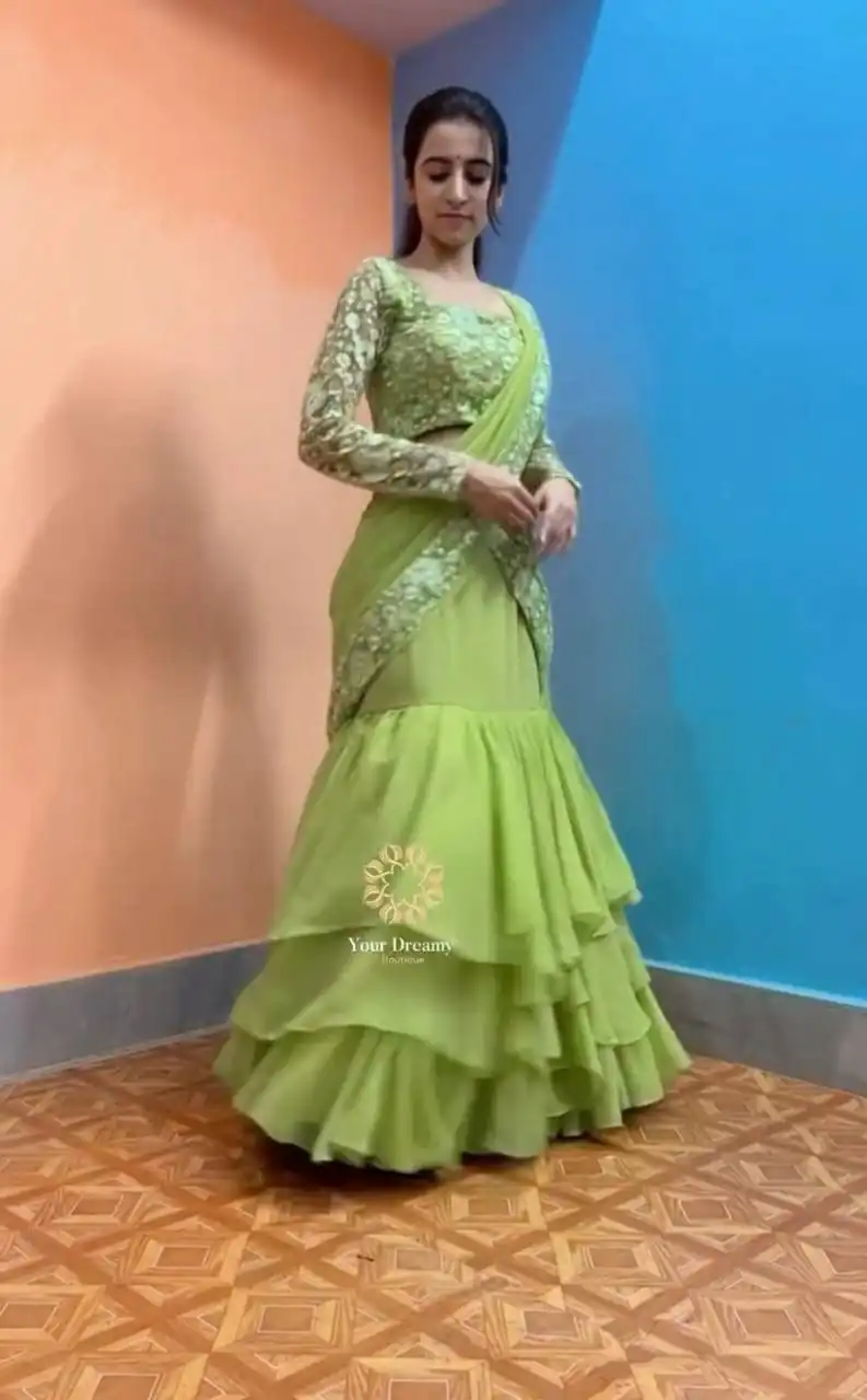 Pista Faux Georgette Sequins Work Lehenga Choli | Lehenga, Bollywood Lehenga, Creative Lehenga, Designer Lehenga, Embroidered Lehenga, Party Wear Lehenga