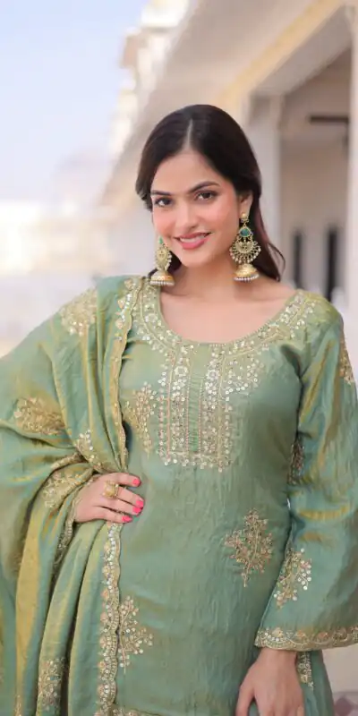 Pista Fendi Crush Zari Embroidery Work Salwar Suit | Jump Suits, Salwar suit, Casual Suits, Creative suits, Designer Suits, Palazzo Suits, Party Wear Suits, Patiala Suits, Straight Suits