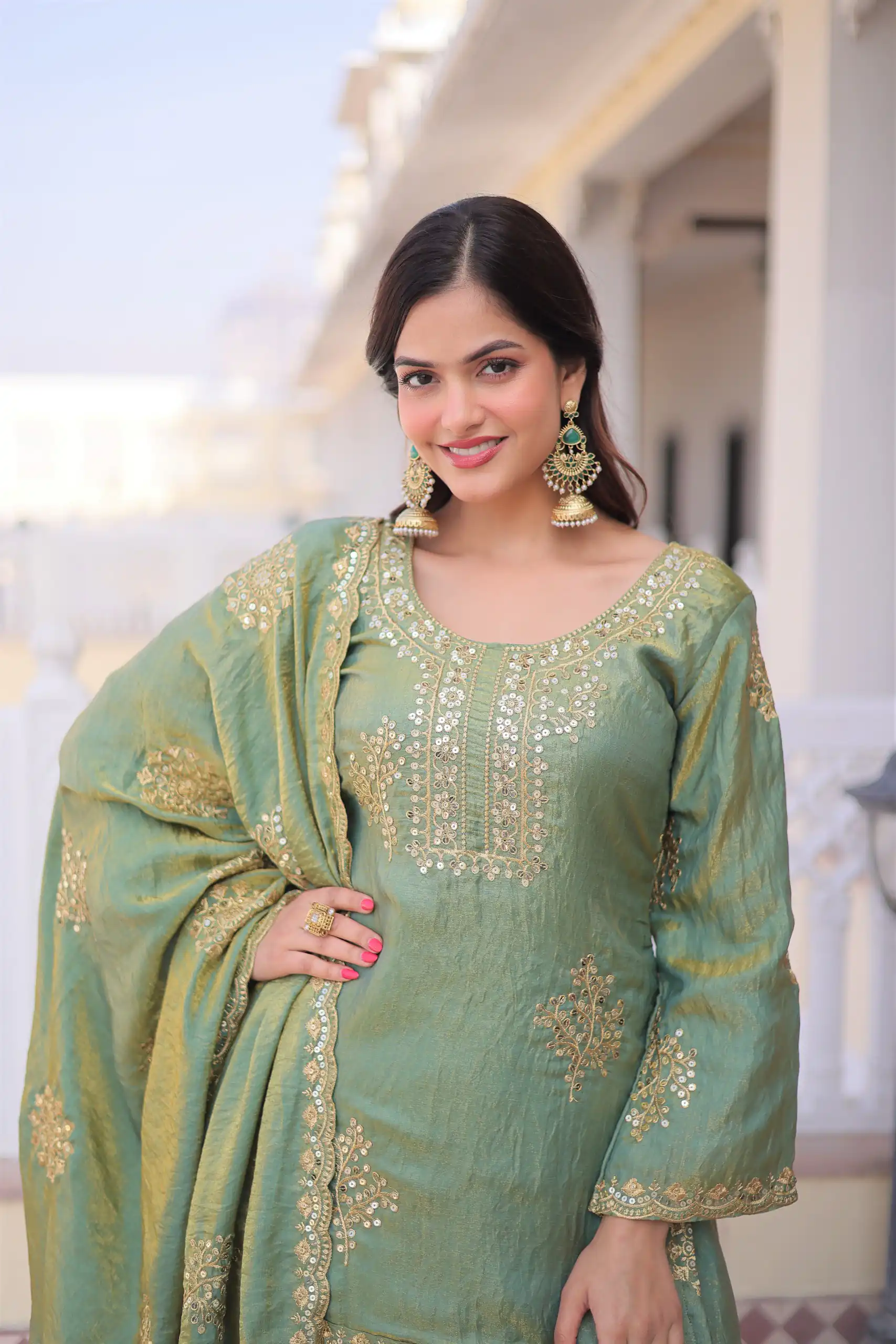 Pista Fendi Crush Zari Embroidery Work Salwar Suit | Jump Suits, Salwar suit, Casual Suits, Creative suits, Designer Suits, Palazzo Suits, Party Wear Suits, Patiala Suits, Straight Suits