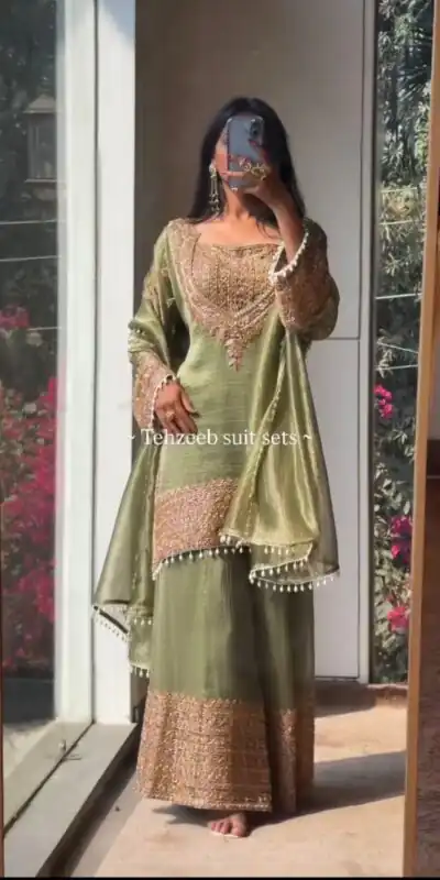 Pista Fendy Silk Border Lace Work Salwar Suit | Jump Suits, Salwar suit, Casual Suits, Creative suits, Designer Suits, Palazzo Suits, Party Wear Suits, Patiala Suits, Straight Suits