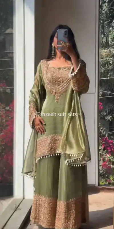 Pista Fendy Silk Border Lace Work Salwar Suit | Jump Suits, Salwar suit, Casual Suits, Creative suits, Designer Suits, Palazzo Suits, Party Wear Suits, Patiala Suits, Straight Suits