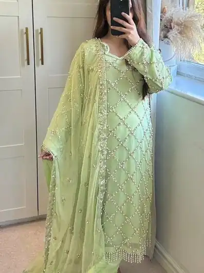 Pista Georgette Embroidered Hand Work Salwar Suit | Jump Suits, Salwar suit, Casual Suits, Creative suits, Designer Suits, Palazzo Suits, Party Wear Suits, Patiala Suits, Straight Suits