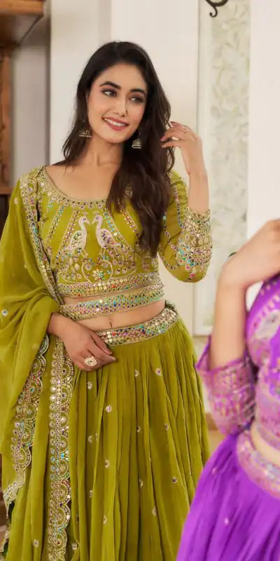 Pista Georgette Multi Sequence Work Lehenga Choli | Lehenga, Bollywood Lehenga, Creative Lehenga, Designer Lehenga, Embroidered Lehenga, Party Wear Lehenga