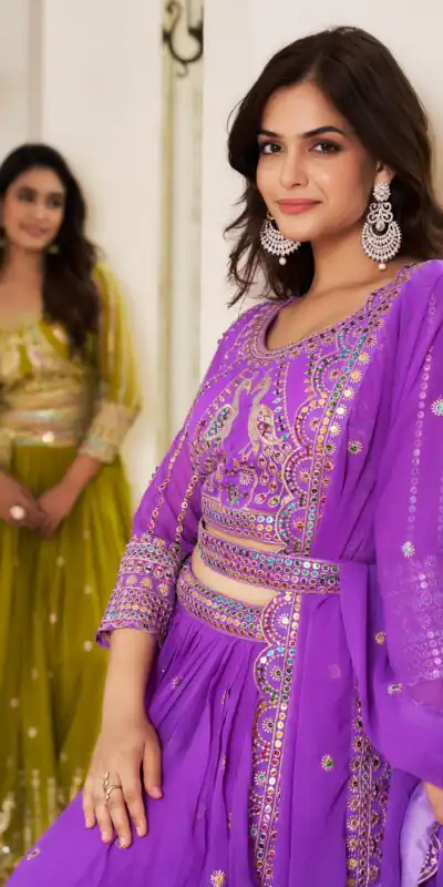 Pista Georgette Multi Sequence Work Lehenga Choli | Lehenga, Bollywood Lehenga, Creative Lehenga, Designer Lehenga, Embroidered Lehenga, Party Wear Lehenga