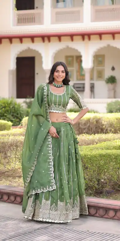 Pista Gold Crush Embroidery Zari Work Lehenga Choli | Lehenga, Bollywood Lehenga, Creative Lehenga, Designer Lehenga, Embroidered Lehenga, Party Wear Lehenga