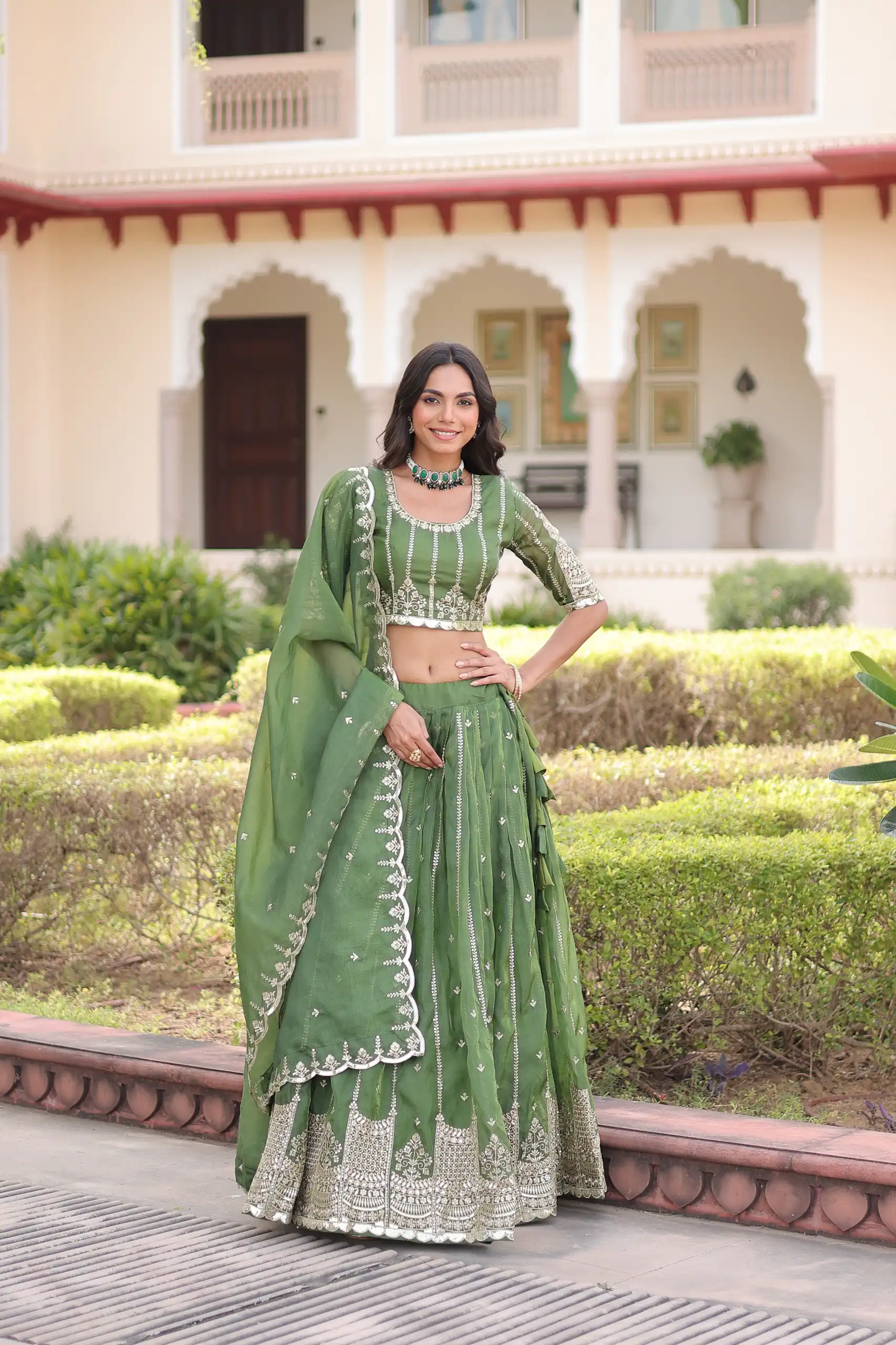 Pista Gold Crush Embroidery Zari Work Lehenga Choli | Lehenga, Bollywood Lehenga, Creative Lehenga, Designer Lehenga, Embroidered Lehenga, Party Wear Lehenga