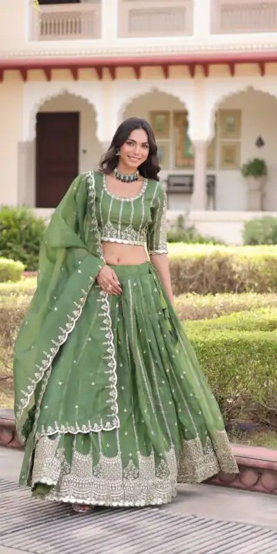 Pista Gold Crush Embroidery Zari Work Lehenga Choli | Lehenga, Bollywood Lehenga, Creative Lehenga, Designer Lehenga, Embroidered Lehenga, Party Wear Lehenga