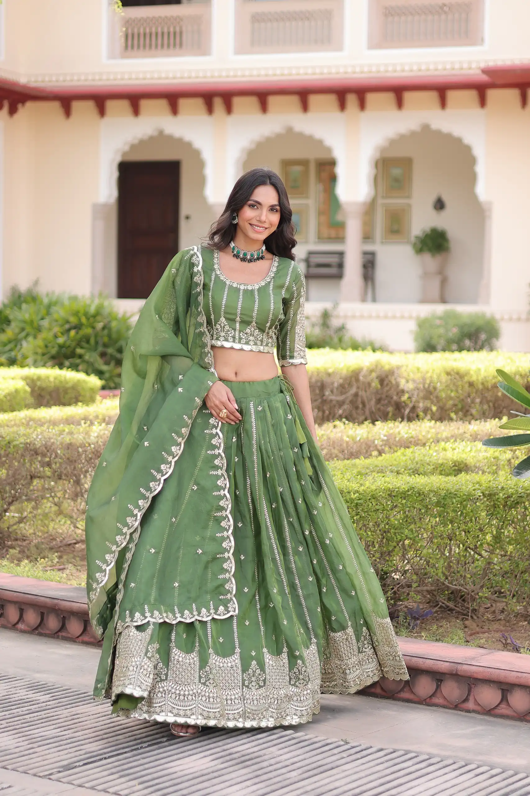 Pista Gold Crush Embroidery Zari Work Lehenga Choli | Lehenga, Bollywood Lehenga, Creative Lehenga, Designer Lehenga, Embroidered Lehenga, Party Wear Lehenga