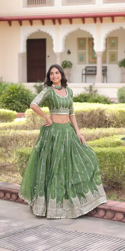 Pista Gold Crush Embroidery Zari Work Lehenga Choli | Lehenga, Bollywood Lehenga, Creative Lehenga, Designer Lehenga, Embroidered Lehenga, Party Wear Lehenga