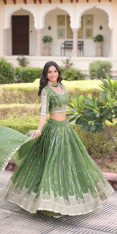 Pista Gold Crush Embroidery Zari Work Lehenga Choli | Lehenga, Bollywood Lehenga, Creative Lehenga, Designer Lehenga, Embroidered Lehenga, Party Wear Lehenga