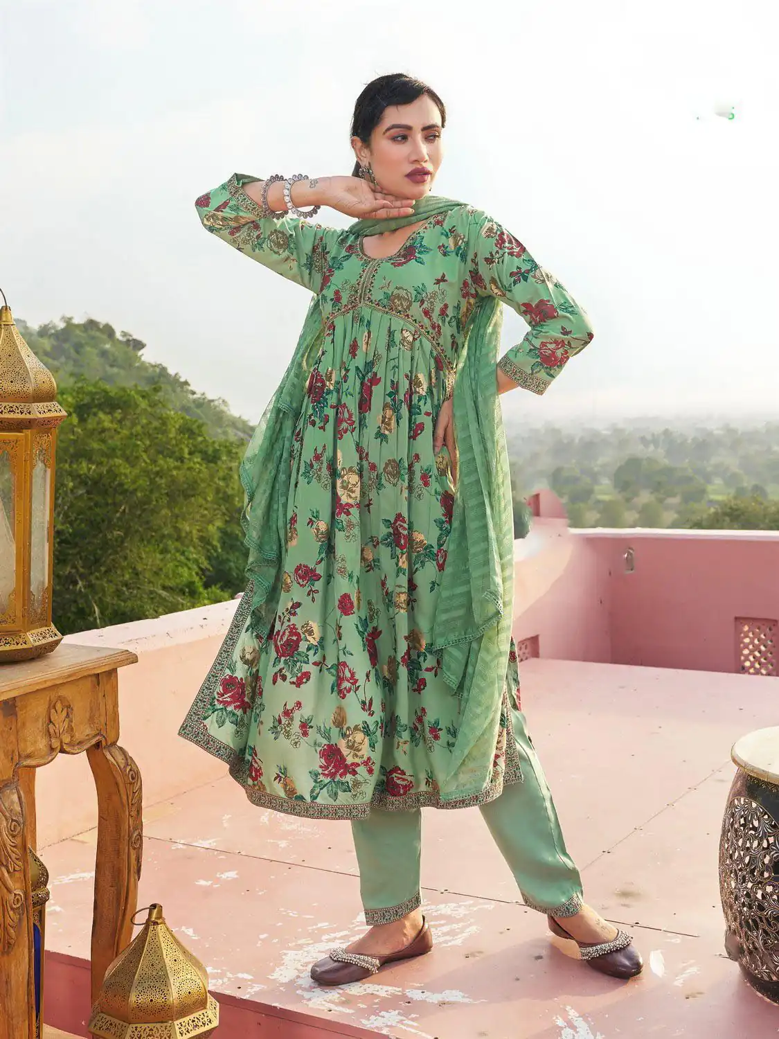 Pista Green Rayon Alia Cut With Embroidery Work Kurti | Kurti, Bollywood Kurti, Creative Kurtis, Designer Kurti, Party Wear Kurti, Selfie Kurti