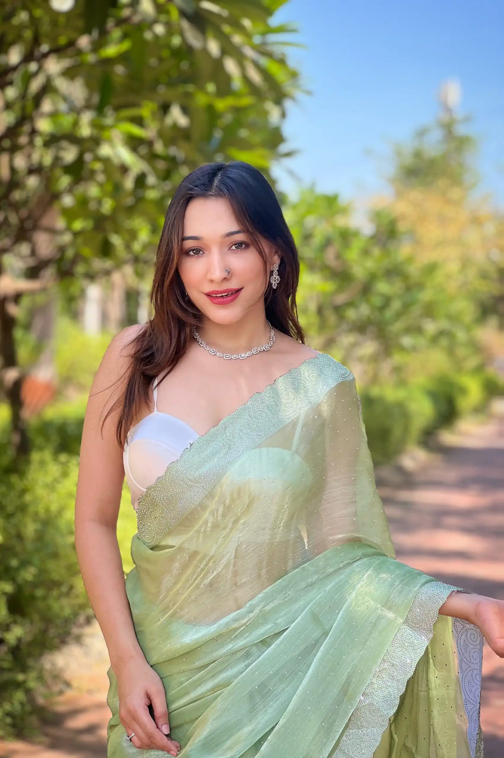 Pista Green Silk Diamond Sequins Saree | Sarees, Bollywood Sarees, Creative Sarees, Designer Sarees, Embroidered Sarees, Ethnic Saree, Modern Digital sarees, Party Wear Sarees