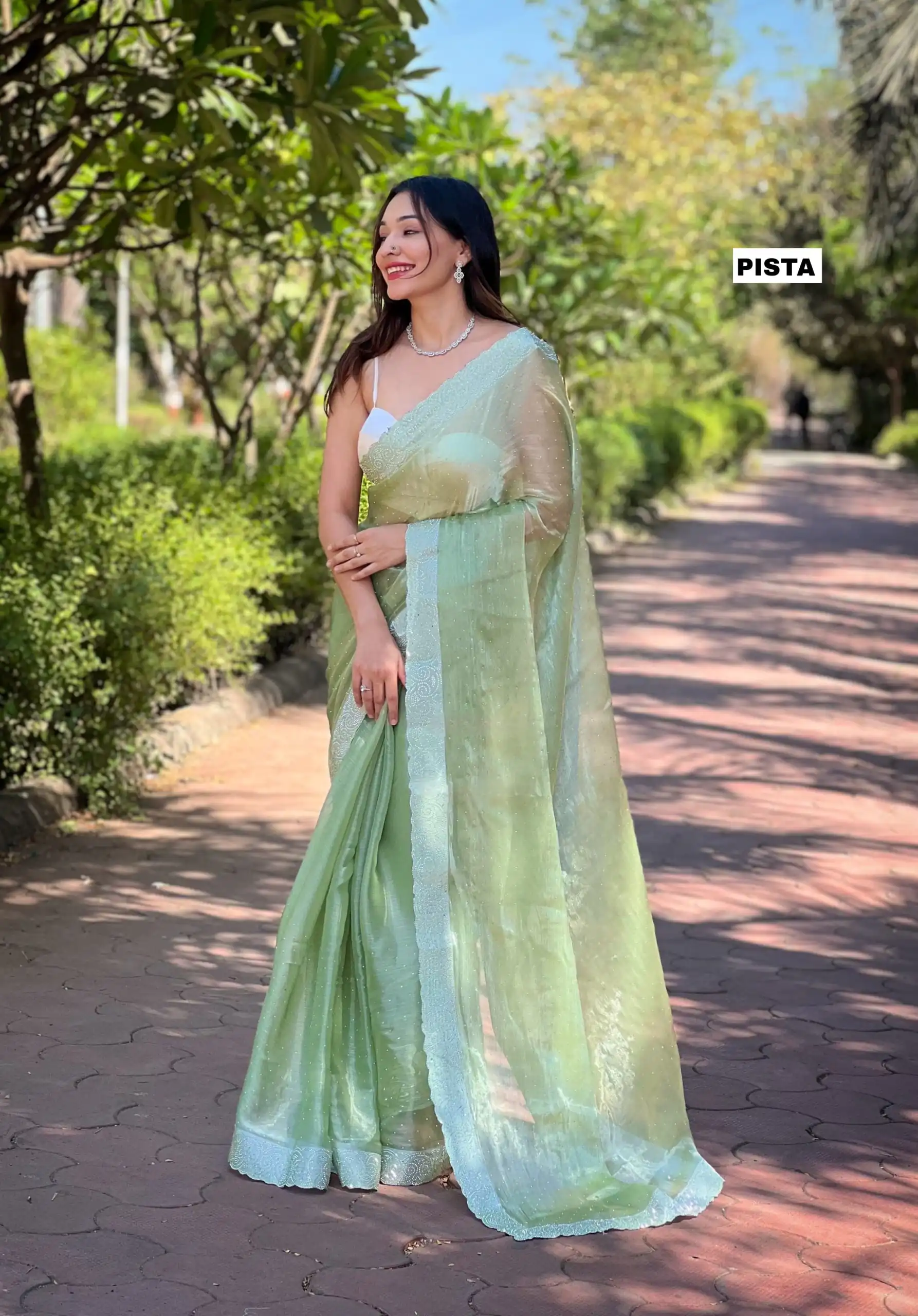 Pista Green Silk Diamond Sequins Saree | Sarees, Bollywood Sarees, Creative Sarees, Designer Sarees, Embroidered Sarees, Ethnic Saree, Modern Digital sarees, Party Wear Sarees