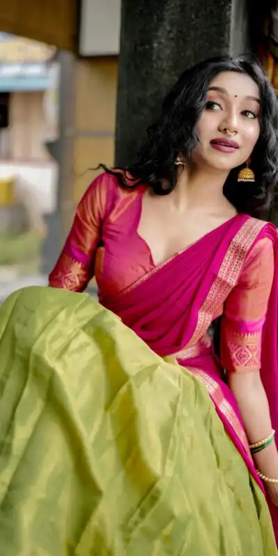 Pista Kanchipuram Zari Weaving Lehenga Choli | Lehenga, Bollywood Lehenga, Creative Lehenga, Designer Lehenga, Embroidered Lehenga, Party Wear Lehenga
