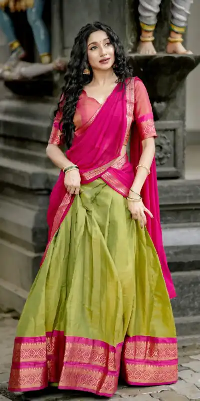 Pista Kanchipuram Zari Weaving Lehenga Choli | Lehenga, Bollywood Lehenga, Creative Lehenga, Designer Lehenga, Embroidered Lehenga, Party Wear Lehenga