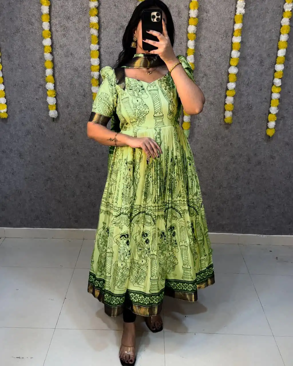 Pista Malai Satin Digital Kalamkari Print Gown | Gowns, Bollywood Gowns, Creative Gowns, Designer Gowns, Embroidered Gowns, Party Wear Gowns