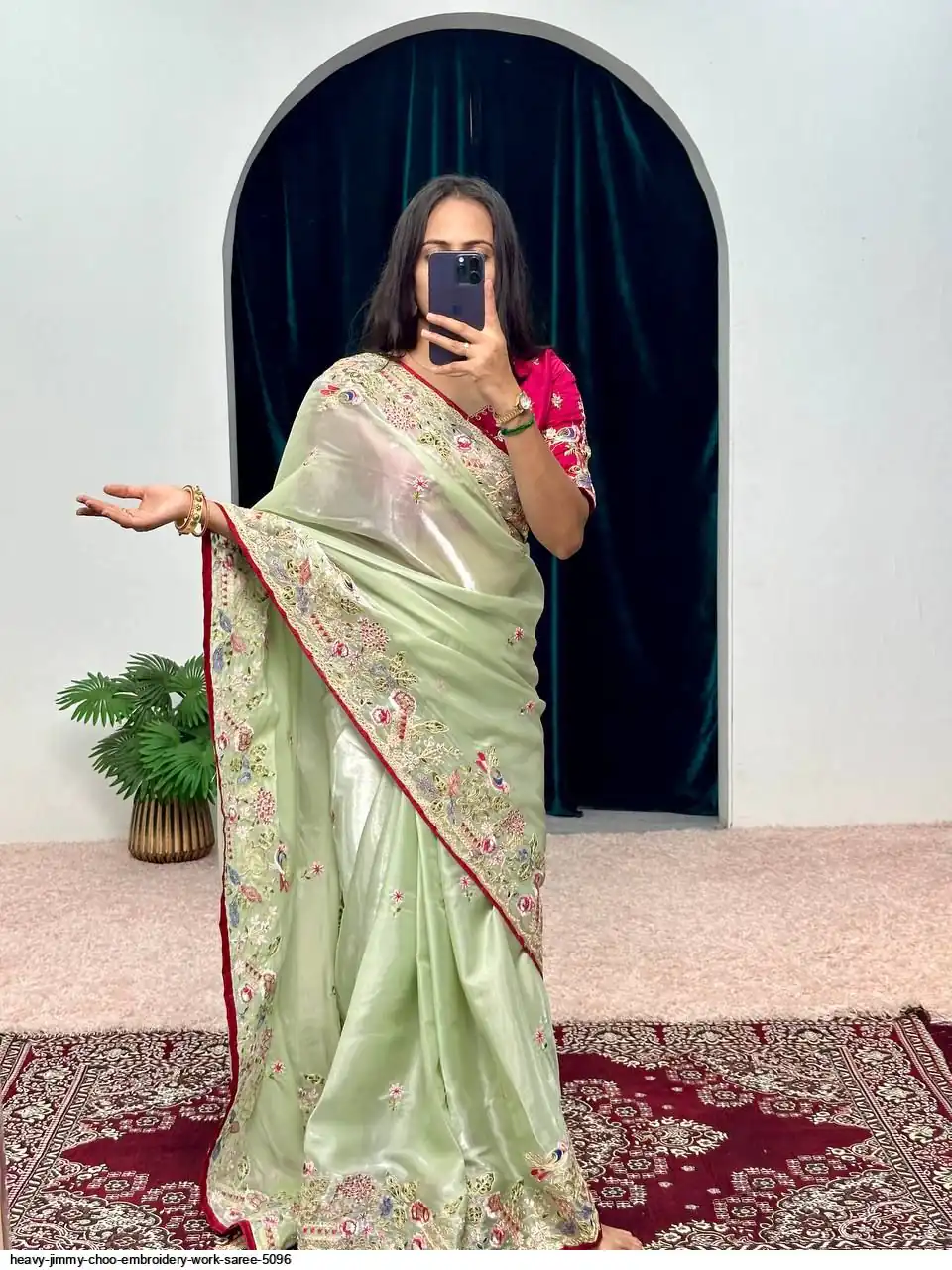 Pista Organza Silk Embroidery Cut Work Saree | Sarees, Bollywood Sarees, Creative Sarees, Designer Sarees, Embroidered Sarees, Ethnic Saree, Modern Digital sarees, Party Wear Sarees