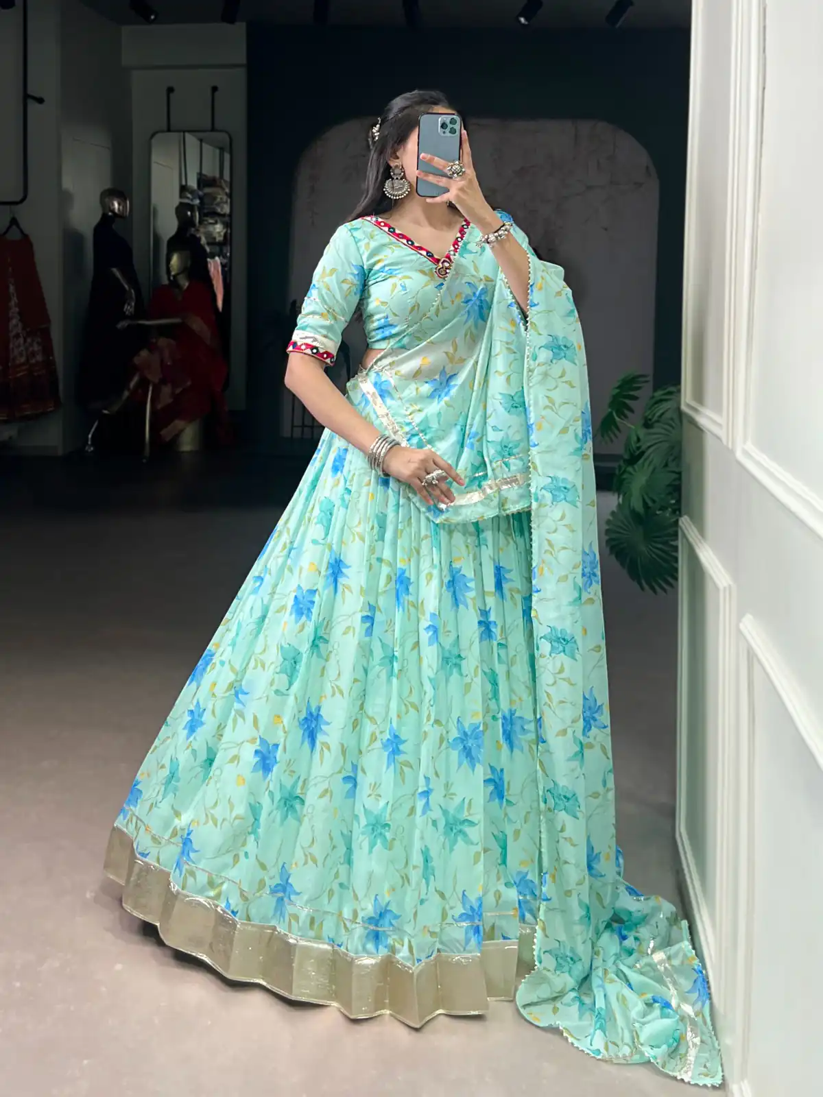 Pista Tabby Embossed Print Lehenga Choli | Lehenga, Bollywood Lehenga, Creative Lehenga, Designer Lehenga, Embroidered Lehenga, Party Wear Lehenga