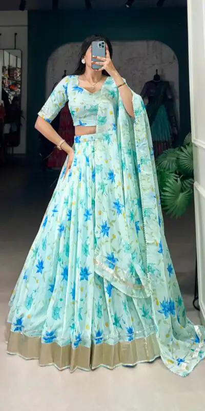 Pista Tabby Silk Lace Work Lehenga Choli | Lehenga, Bollywood Lehenga, Creative Lehenga, Designer Lehenga, Embroidered Lehenga, Party Wear Lehenga