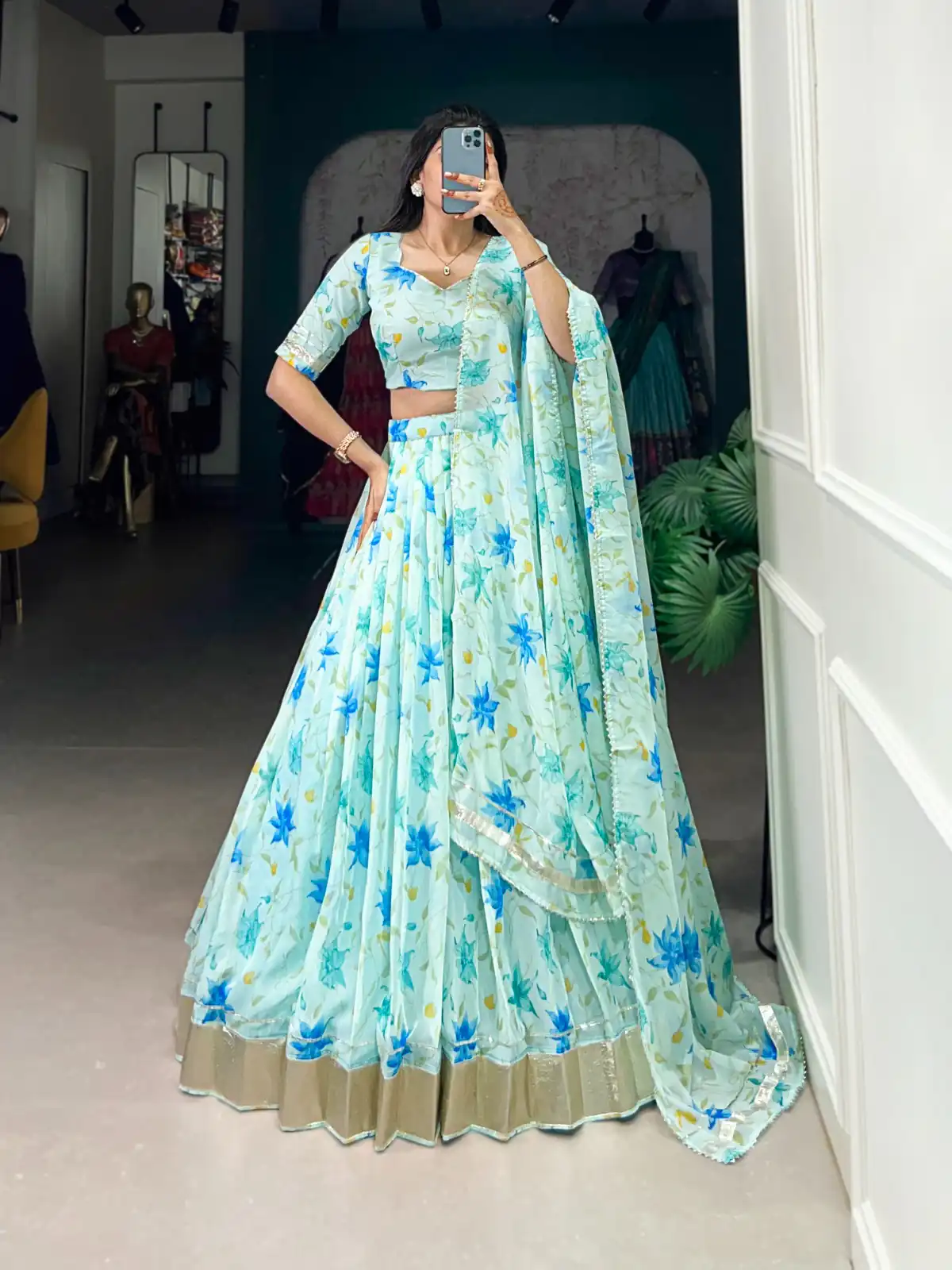 Pista Tabby Silk Lace Work Lehenga Choli | Lehenga, Bollywood Lehenga, Creative Lehenga, Designer Lehenga, Embroidered Lehenga, Party Wear Lehenga