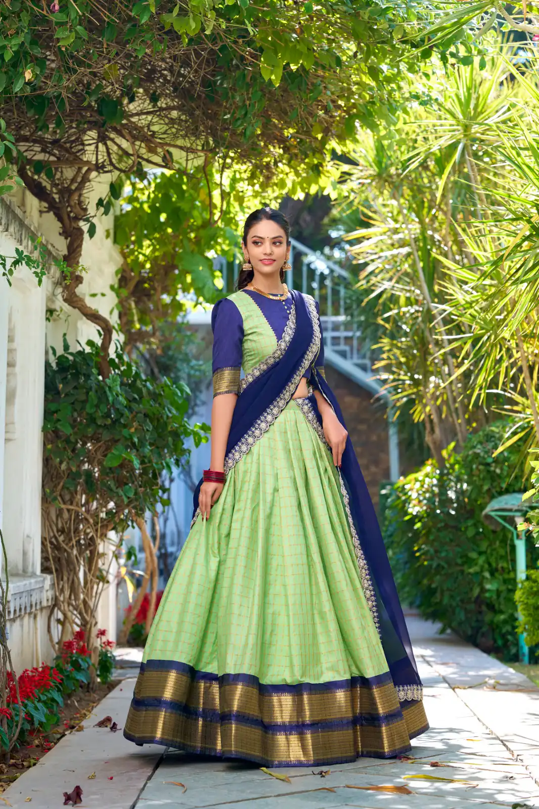 Pista Zari Chex Weaving Work Lehenga Choli | Lehenga, Bollywood Lehenga, Creative Lehenga, Designer Lehenga, Embroidered Lehenga, Party Wear Lehenga