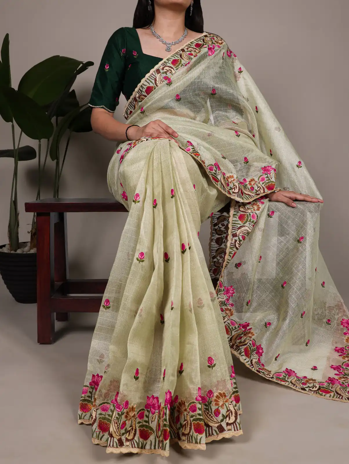 Pista Zari Kota Tissue Embroidery Zari Work Saree | Sarees, Bollywood Sarees, Creative Sarees, Designer Sarees, Embroidered Sarees, Ethnic Saree, Modern Digital sarees, Party Wear Sarees