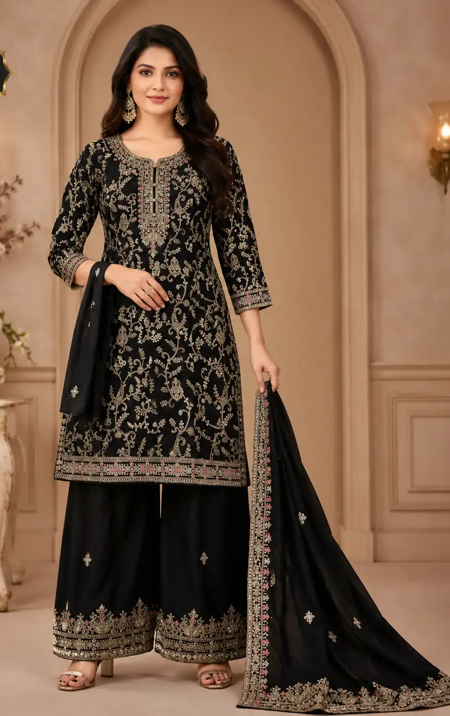 FC 1967 Black Chinon Embroidery Work Salwar Suit Wedding, Party, Festive, Events,, Reception,, Price ₹3049. Delivery 4-6 Working Days. Shop now. | Jump Suits, Salwar suit, Casual Suits, Creative suits, Designer Suits, Palazzo Suits, Party Wear Suits, Patiala Suits, Straight Suits