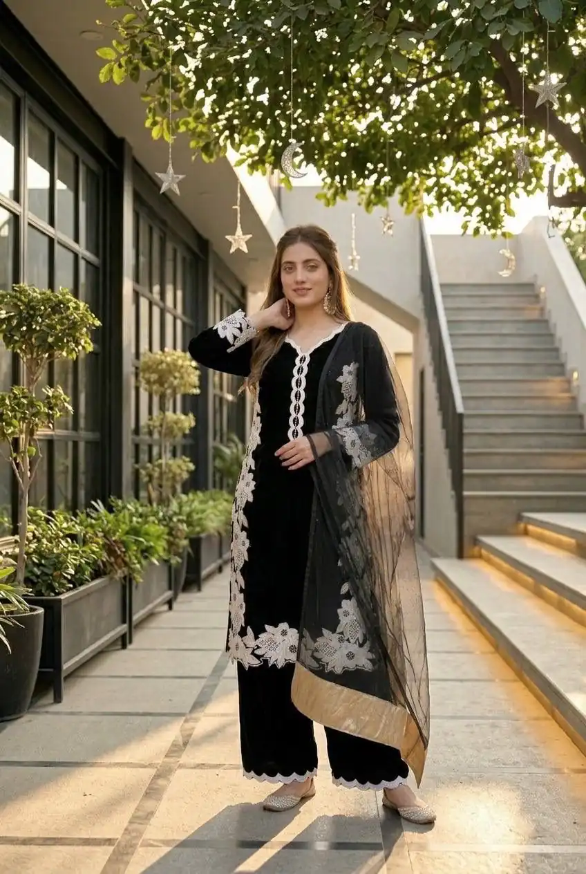 ST 213 Black Color Natural Crep Salwar Suit with Embroidery Work. Wedding, Party, Festive, Best Price ₹1899. Delivery 4-6 Working Days. Shop now. | Jump Suits, Salwar suit, Casual Suits, Creative suits, Designer Suits, Palazzo Suits, Party Wear Suits, Patiala Suits, Straight Suits
