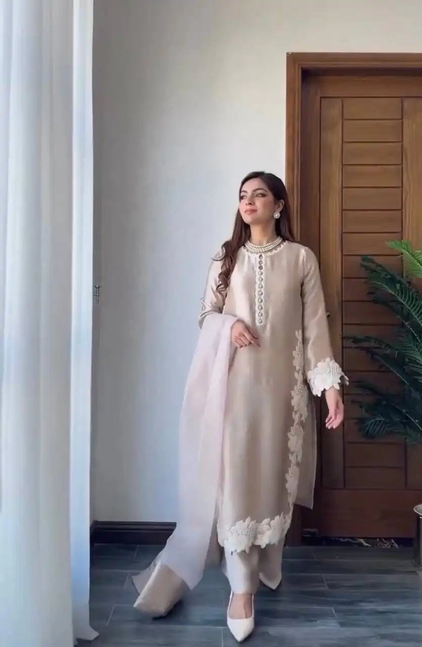 ST 213 Cream Color Natural Crep Salwar Suit with Embroidery Work. Wedding, Party, Festive, Best Price ₹1899. Delivery 4-6 Working Days. Shop now. | Jump Suits, Salwar suit, Casual Suits, Creative suits, Designer Suits, Palazzo Suits, Party Wear Suits, Patiala Suits, Straight Suits