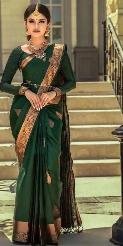 Pretty Green Lichi Silk Jacquard Work Saree | Sarees, Bollywood Sarees, Creative Sarees, Designer Sarees, Embroidered Sarees, Ethnic Saree, Modern Digital sarees, Party Wear Sarees