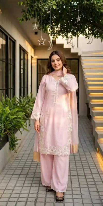 ST 213 Pink Color Natural Crep Salwar Suit with Embroidery Work. Wedding, Party, Festive, Best Price ₹1899. Delivery 4-6 Working Days. Shop now. | Jump Suits, Salwar suit, Casual Suits, Creative suits, Designer Suits, Palazzo Suits, Party Wear Suits, Patiala Suits, Straight Suits